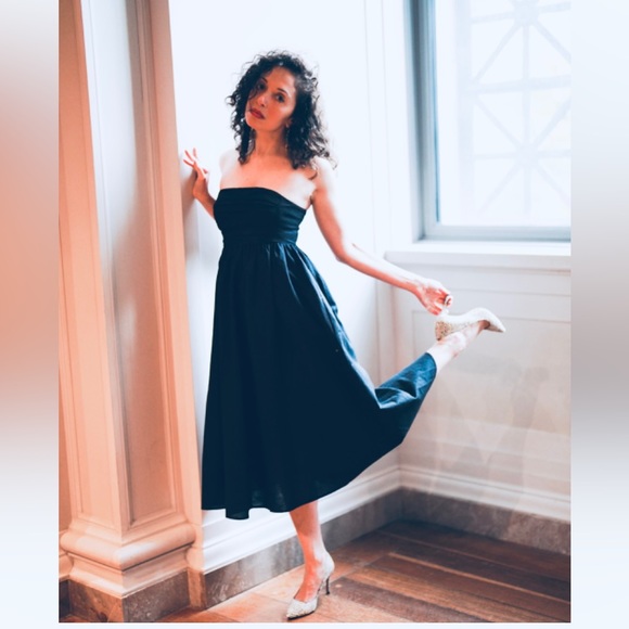 Banana Republic Factory 00 Petite Strapless Linen Blend Midi Length Dress - Picture 5 of 5